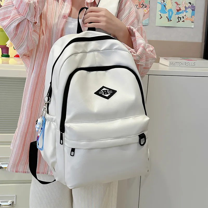 WICKBUEN Nylon Backpack Unisex Gray/Black/Red/White-5