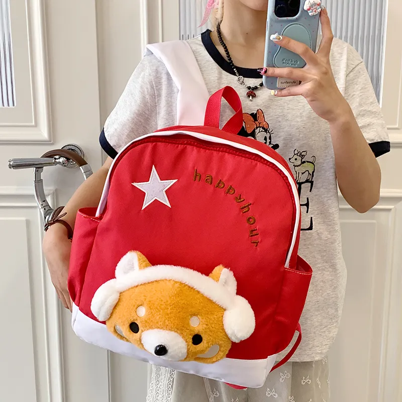WICKBUEN Nylon Fabric Backpack Regular Unisex White/Pink/Red/Blue-14