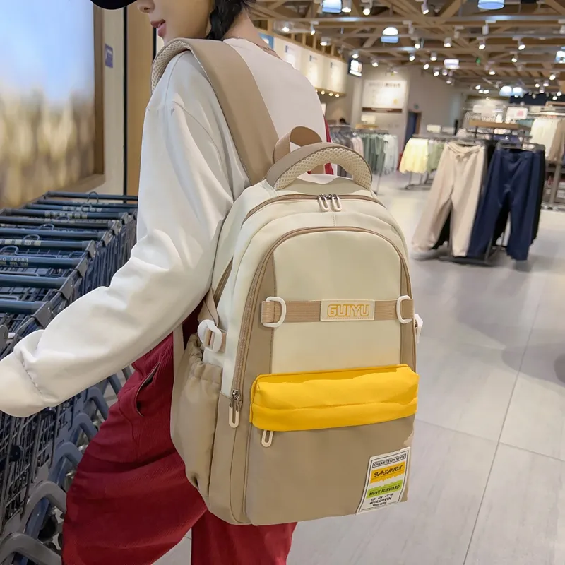 WICKBUEN Nylon Backpack Regular Unisex Black/Pink/Khaki/Green-23