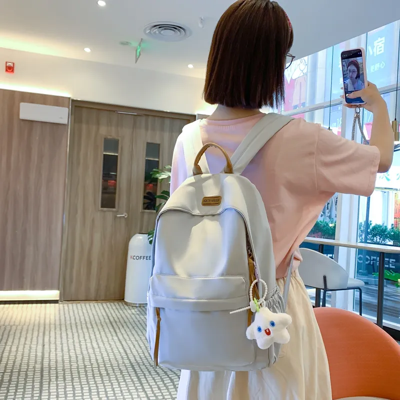 WICKBUEN Nylon Backpack Unisex White/Black/Yellow/Blue-14