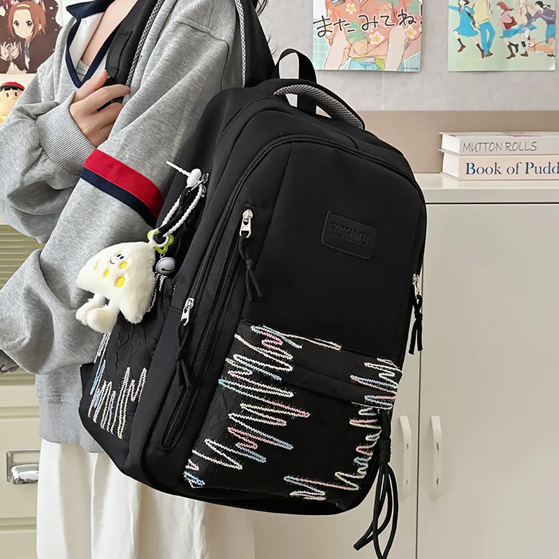 WICKBUEN Nylon Backpack Regular Unisex White/Black/Pink/Red-8