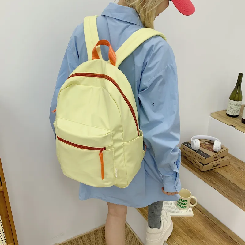WICKBUEN Nylon Fabric Backpack Regular Unisex White/Black/Yellow-18