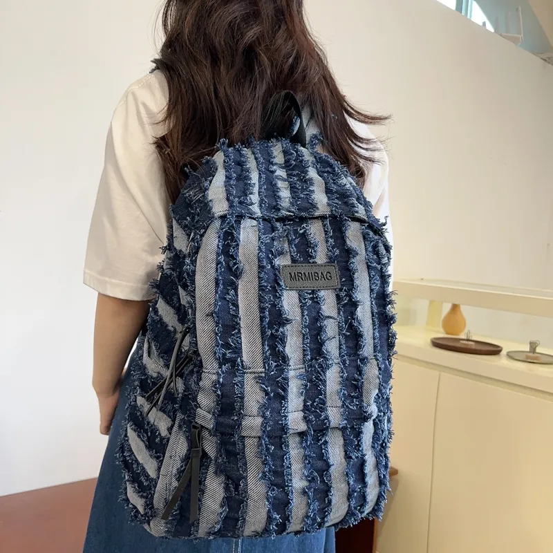 WICKBUEN Denim Backpack Unisex Black/dark Blue/blue-11