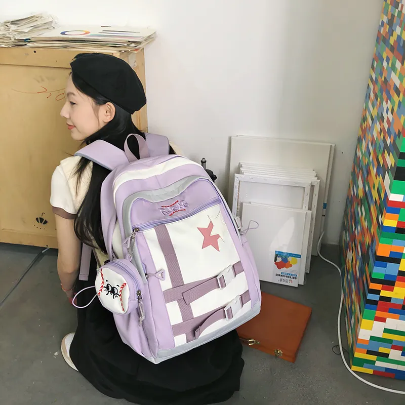 WICKBUEN Nylon Backpack Regular Unisex Ecru/Pink/Violet/Yellow-17