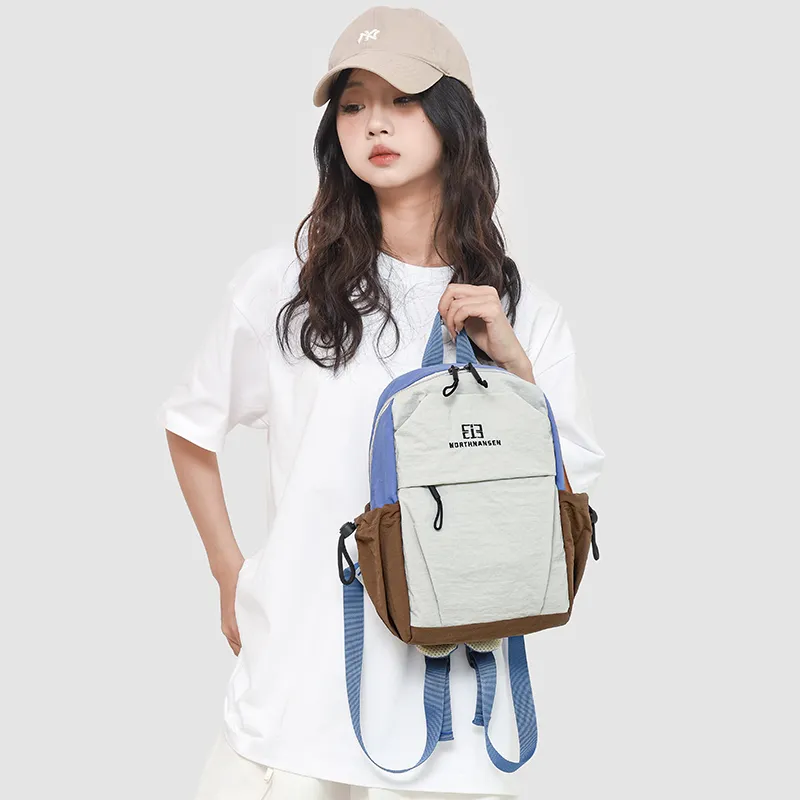 WICKBUEN Nylon Backpack Unisex Blue/Orange/Purple/Khaki-1