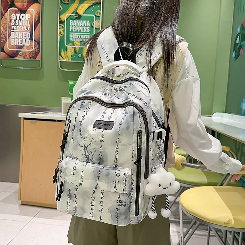 WICKBUEN Nylon Backpack Unisex Black/Pink/Yellow/Green/Blue-5