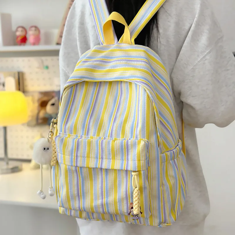 WICKBUEN Nylon Backpack Unisex Pink/Yellow-11