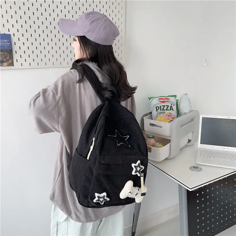 WICKBUEN Corduroy Backpack Unisex Ecru/Black-8