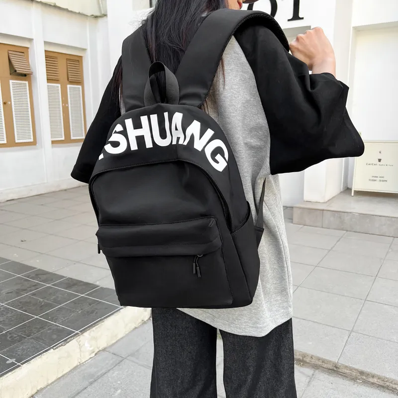 WICKBUEN Fabric Backpack Regular Unisex White/Black/Orange/Green-7