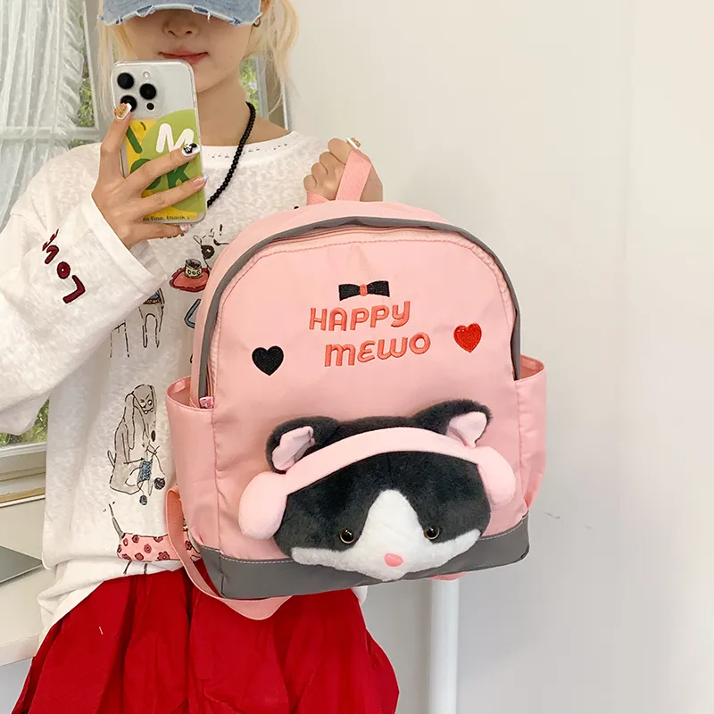 WICKBUEN Nylon Fabric Backpack Regular Unisex White/Pink/Red/Blue-7