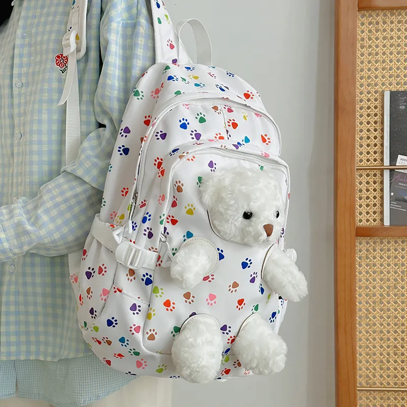 WICKBUEN Nylon Backpack Unisex White/Black-3