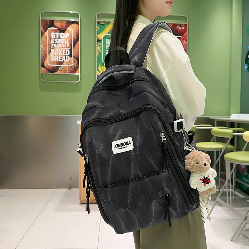 WICKBUEN Nylon Backpack Unisex White/Black/Coffee/Blue-6