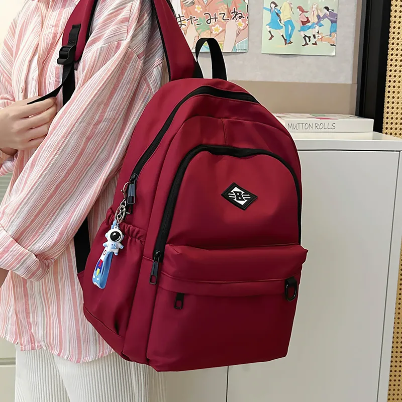 WICKBUEN Nylon Backpack Unisex Gray/Black/Red/White-16