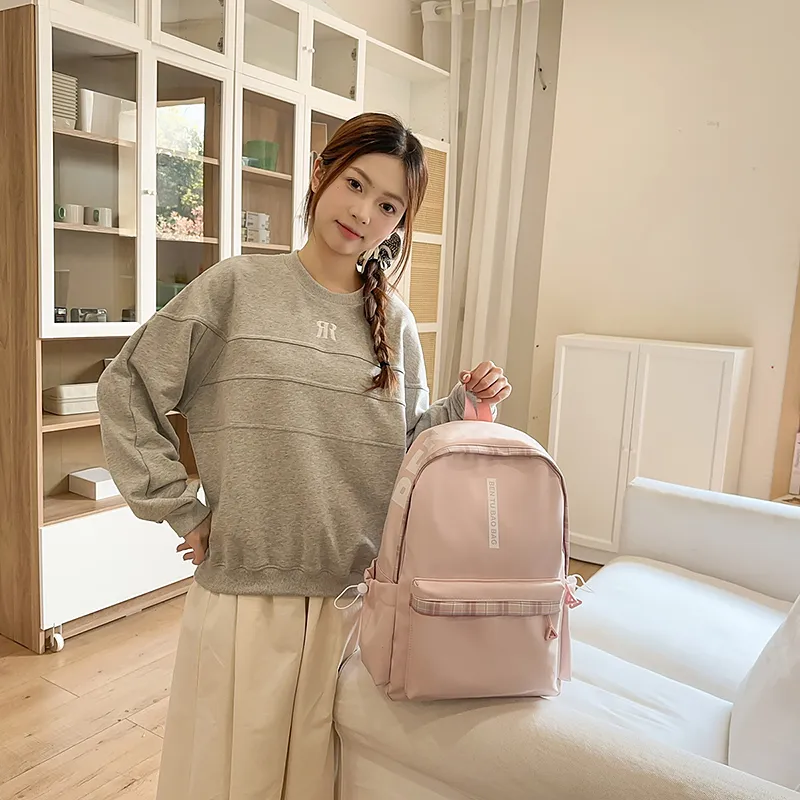 WICKBUEN Nylon Backpack Unisex White/Black/Pink/Blue-14