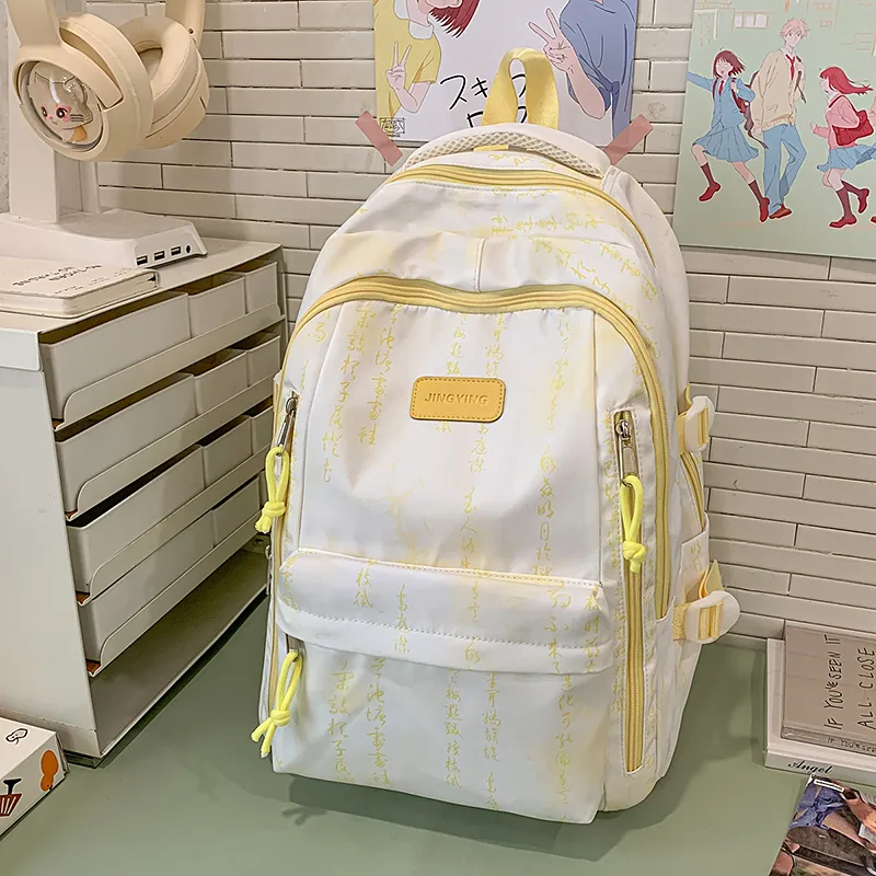 WICKBUEN Nylon Backpack Unisex Black/Pink/Yellow/Green/Blue-14