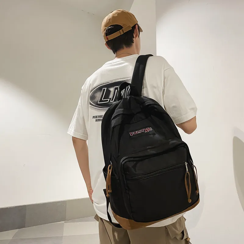 WICKBUEN Nylon Backpack Regular Unisex Red/Black/Blue-4
