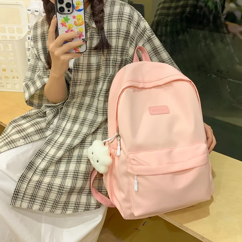 WICKBUEN Nylon Backpack Unisex White/Black/Purple/Green/Pink-23