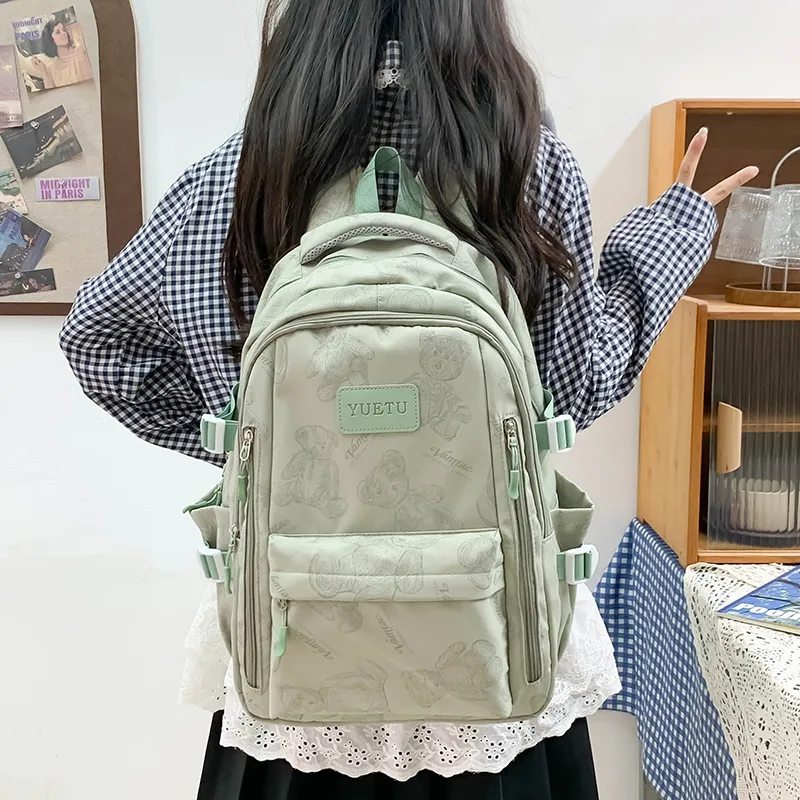 WICKBUEN Nylon Backpack Unisex Ecru/Black/Gray/Purple-23