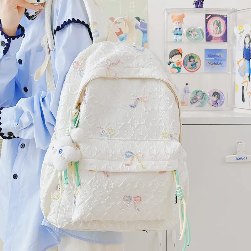 WICKBUEN Nylon Backpack Regular Unisex White/Black/Purple/Blue-5