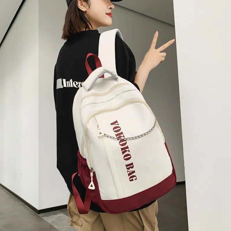 WICKBUEN Nylon Backpack Regular Unisex Blue/Burgundy/Pink-9
