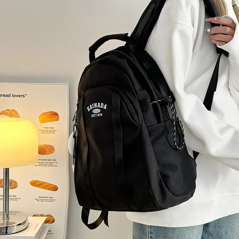 WICKBUEN Nylon Backpack Unisex White/Black-11