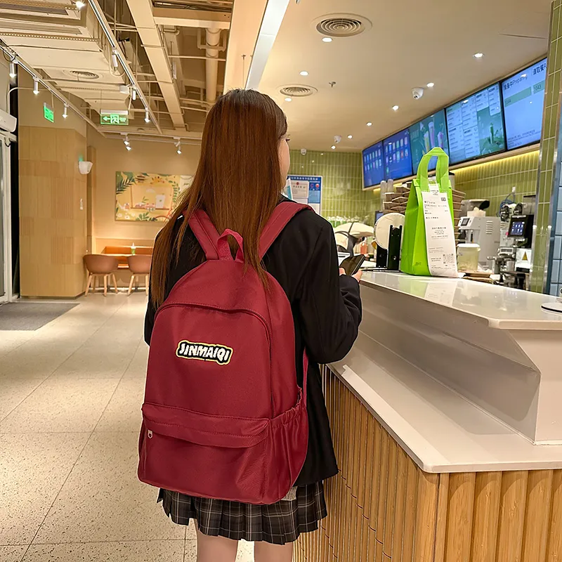 WICKBUEN Nylon Backpack Regular Unisex Green/White/Black/Red-21