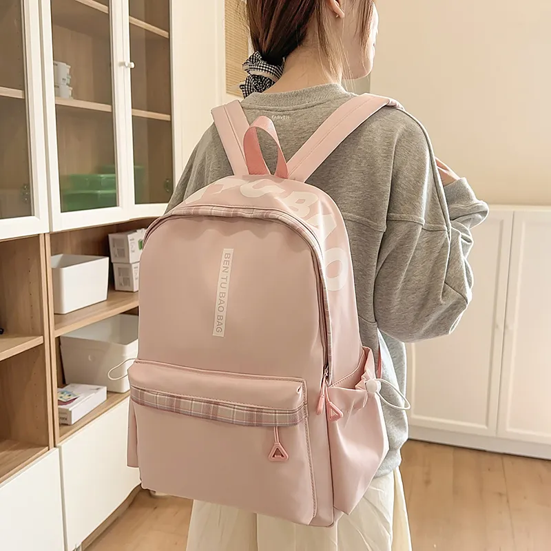 WICKBUEN Nylon Backpack Unisex White/Black/Pink/Blue-15
