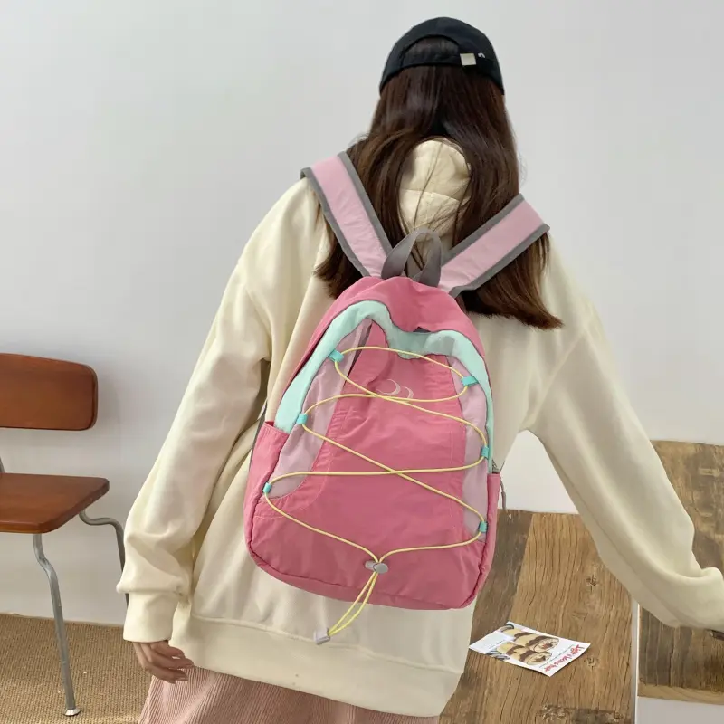 WICKBUEN Fabric Backpack Regular Unisex Yellow/Pink-11