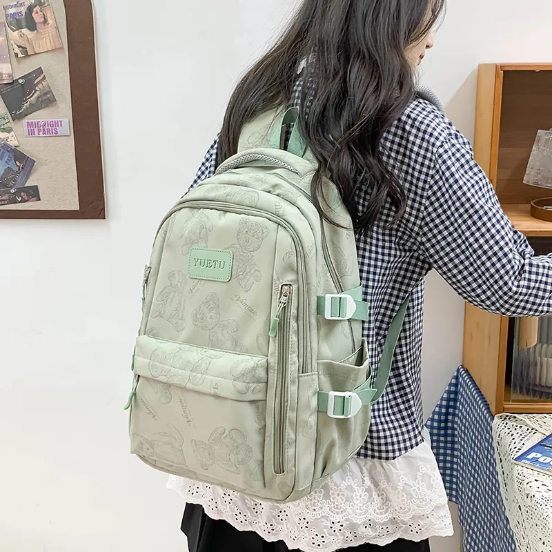 WICKBUEN Nylon Backpack Unisex Ecru/Black/Gray/Purple-24