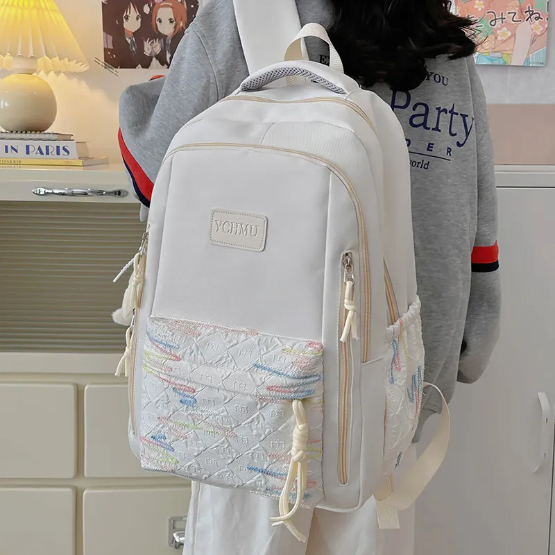 WICKBUEN Nylon Backpack Regular Unisex White/Black/Pink/Red-3