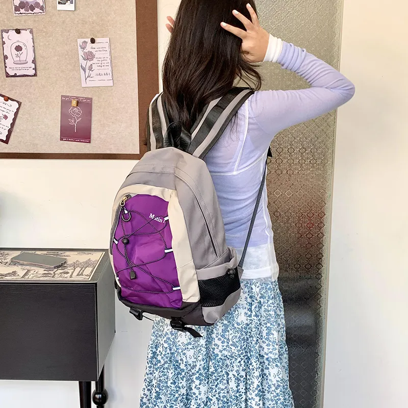 WICKBUEN Nylon Backpack Regular Unisex Purple/Gray/Black-1