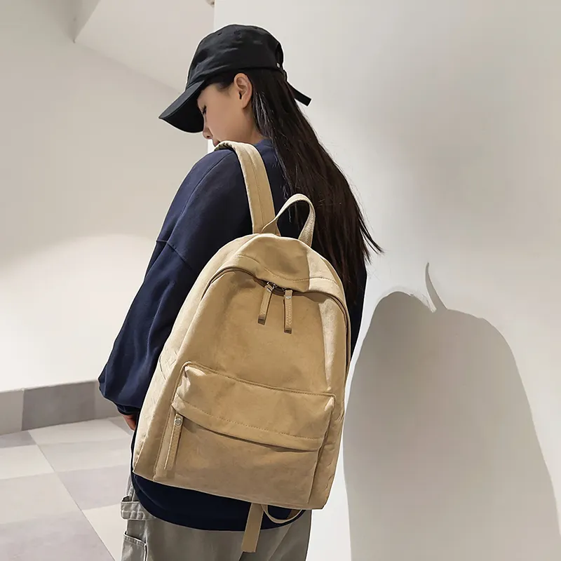 WICKBUEN Nylon Backpack Unisex White/Black/Burgundy/Khaki-21