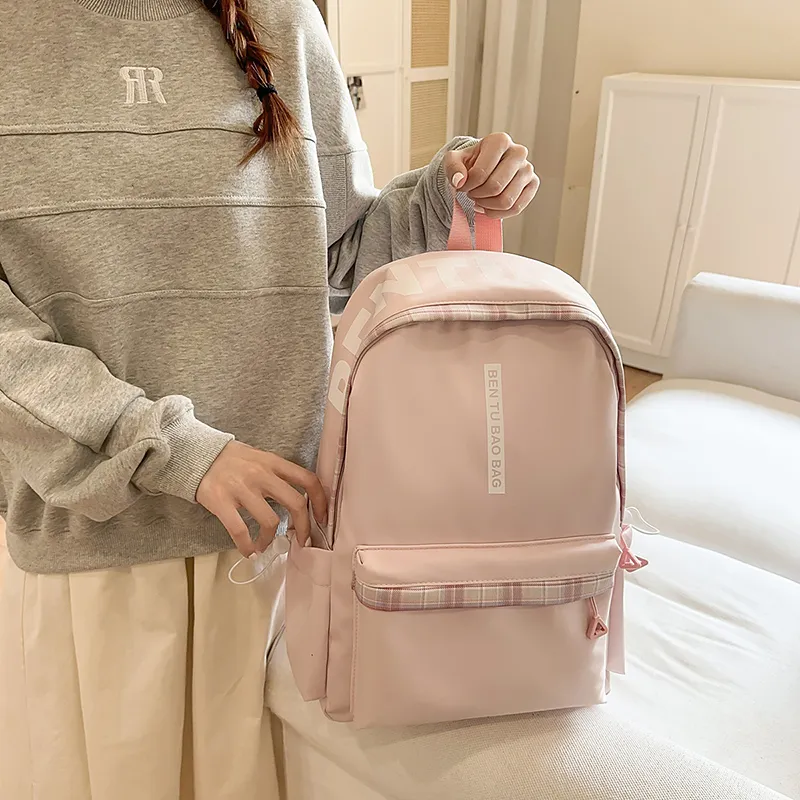 WICKBUEN Nylon Backpack Unisex White/Black/Pink/Blue-13