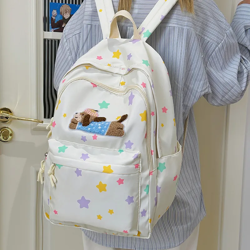 WICKBUEN Nylon Backpack Tubas Women's White/Yellow/Blue-2