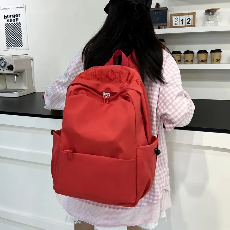 WICKBUEN Fabric Short Trip Travel Backpack Unisex White/Black/Red/Blue-13