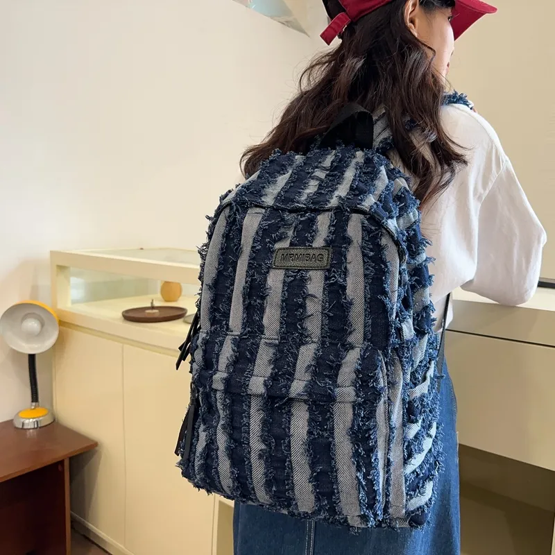 WICKBUEN Denim Backpack Unisex Black/dark Blue/blue-8