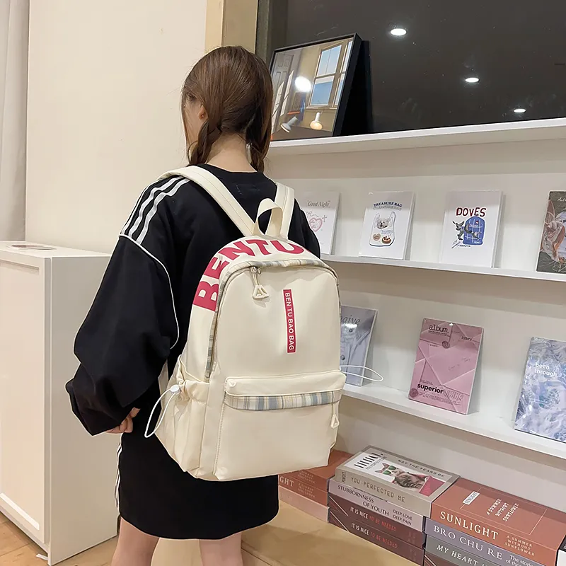 WICKBUEN Nylon Backpack Unisex White/Black/Pink/Blue-1