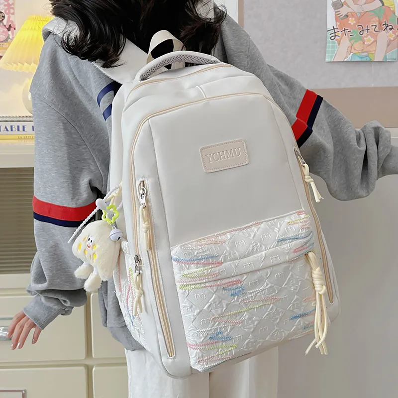 WICKBUEN Nylon Backpack Regular Unisex White/Black/Pink/Red-2