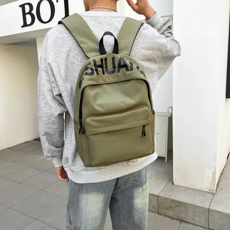 WICKBUEN Fabric Backpack Regular Unisex White/Black/Orange/Green-20