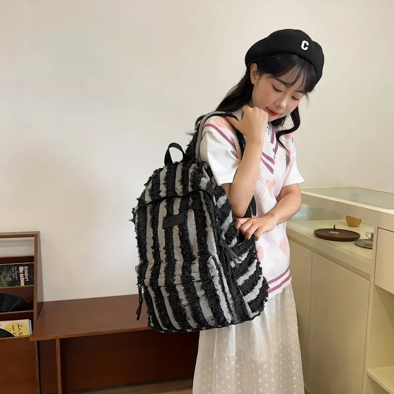 WICKBUEN Denim Backpack Unisex Black/dark Blue/blue-2