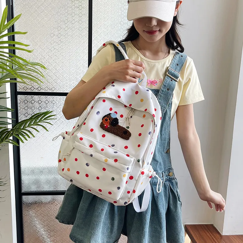 WICKBUEN Nylon Backpack Unisex White/Black-4