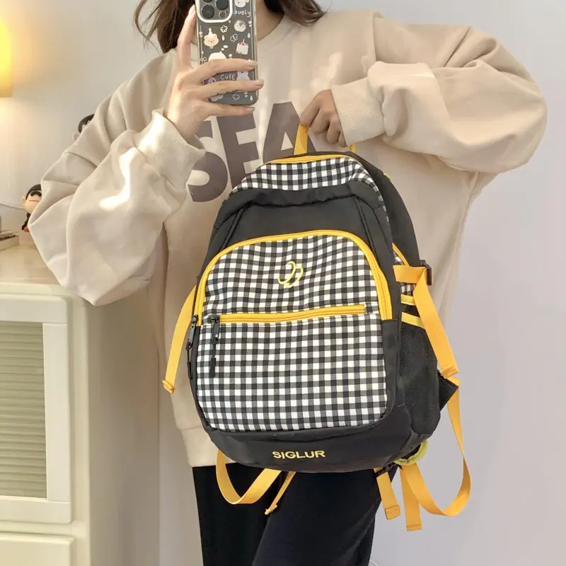 WICKBUEN Fabric Backpack Unisex Yellow/Black-11