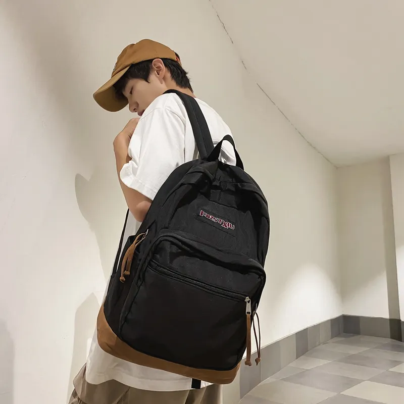 WICKBUEN Nylon Backpack Regular Unisex Red/Black/Blue-3