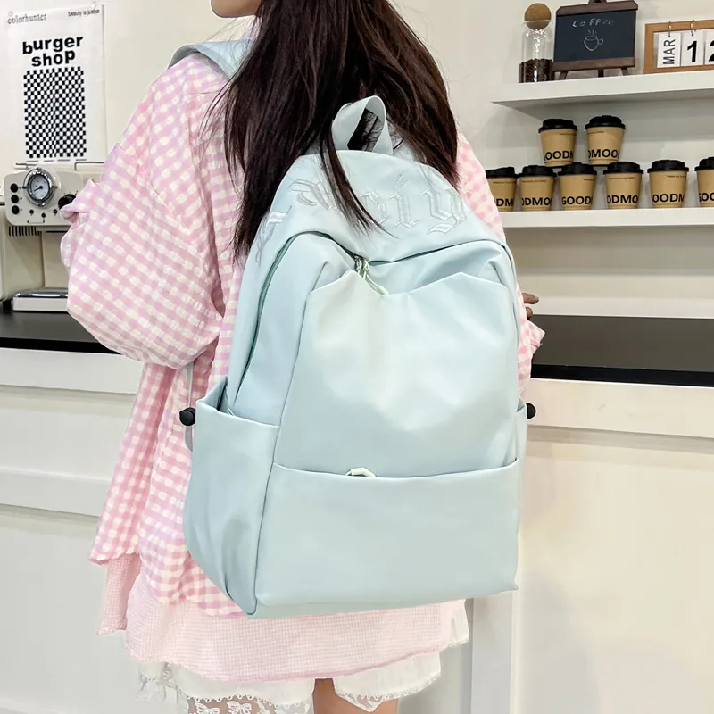 WICKBUEN Fabric Short Trip Travel Backpack Unisex White/Black/Red/Blue-17