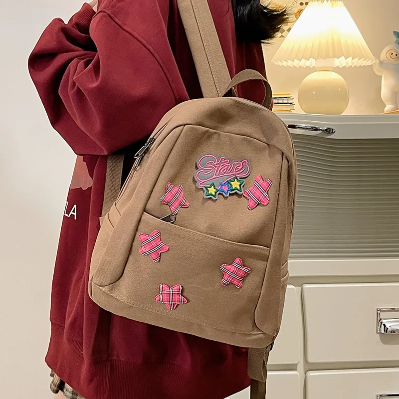 WICKBUEN Canvas Backpack Women's White/Brown-8