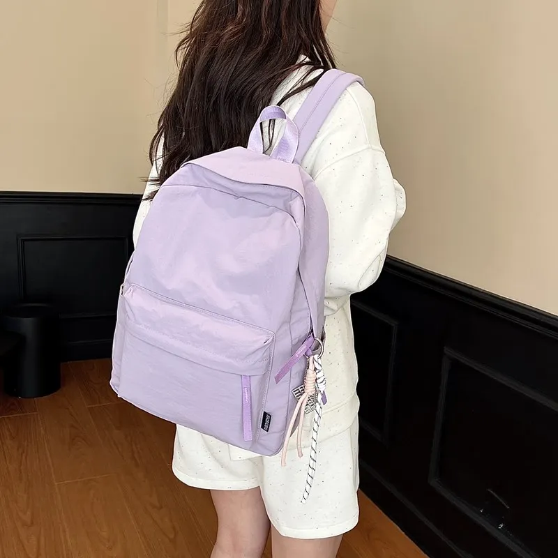 WICKBUEN Nylon Backpack Unisex Purple/Black/Green/Yellow-7