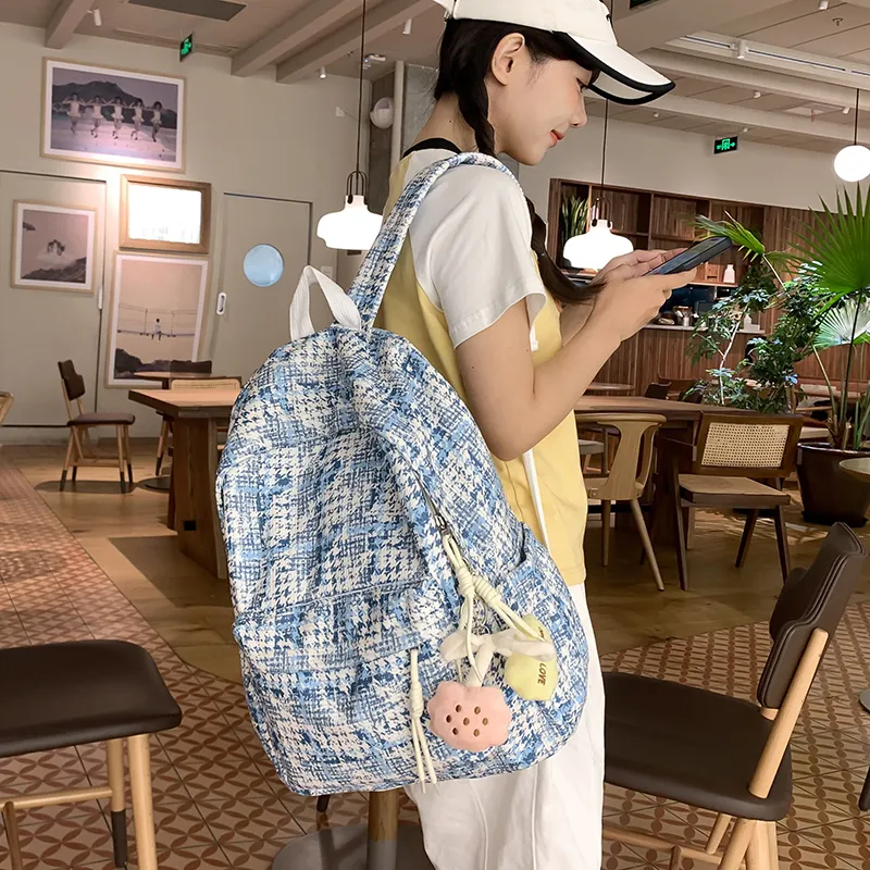 WICKBUEN Nylon Backpack Unisex Black/Blue/Brown-17