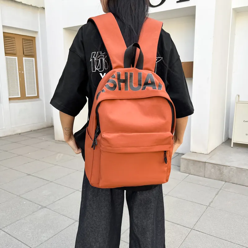 WICKBUEN Fabric Backpack Regular Unisex White/Black/Orange/Green-13