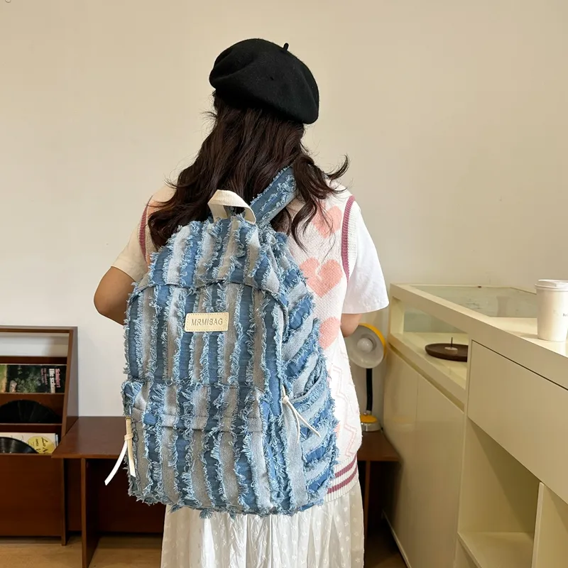 WICKBUEN Denim Backpack Unisex Black/dark Blue/blue-16