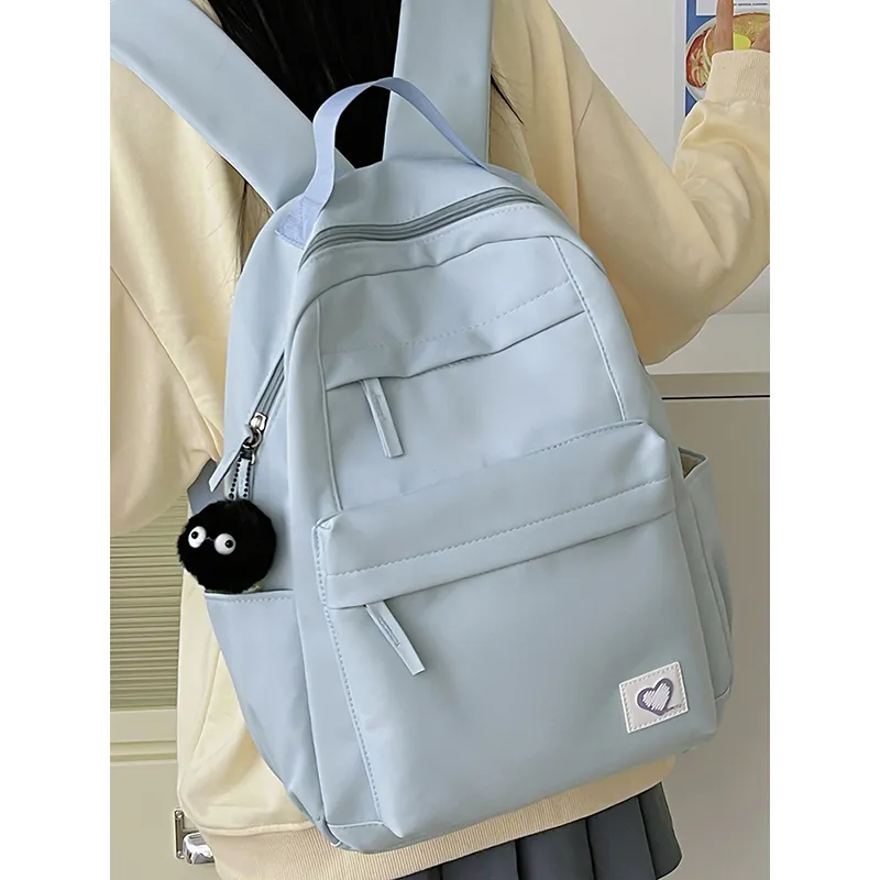 WICKBUEN Nylon Backpack Unisex White/Black/Blue/Pink-15